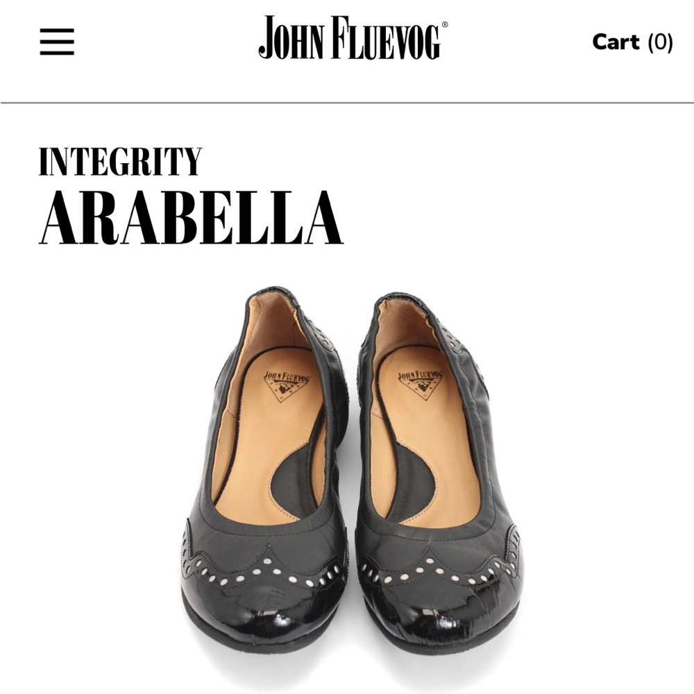 John Fluevog Arabella Black Leather Ballet Flats